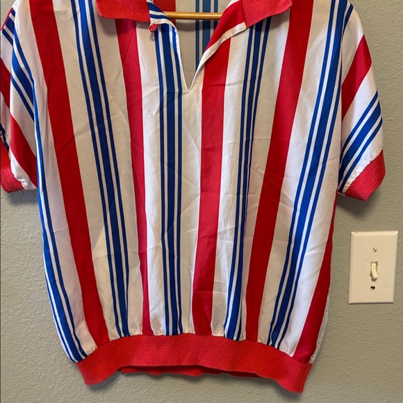 Vintage Lady Arrow Blouse Red and Blue Striped Size: XL - Picture 2 of 6